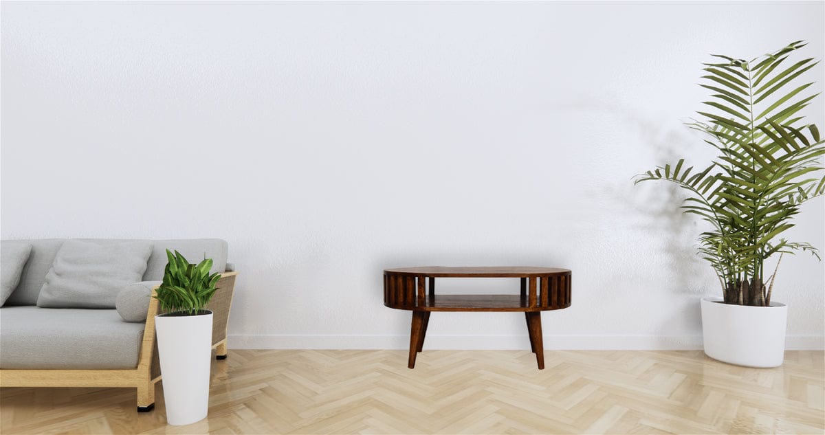 HeartwoodCo Ariella Chestnut Coffee Table – Mid Century Living Room Accent Table