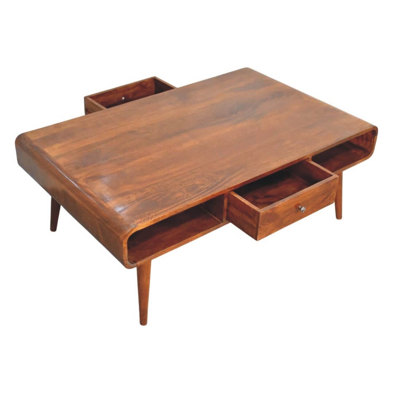 HeartwoodCo Avora 2 nut Coffee Table – Mid Century Living Room Accent Table