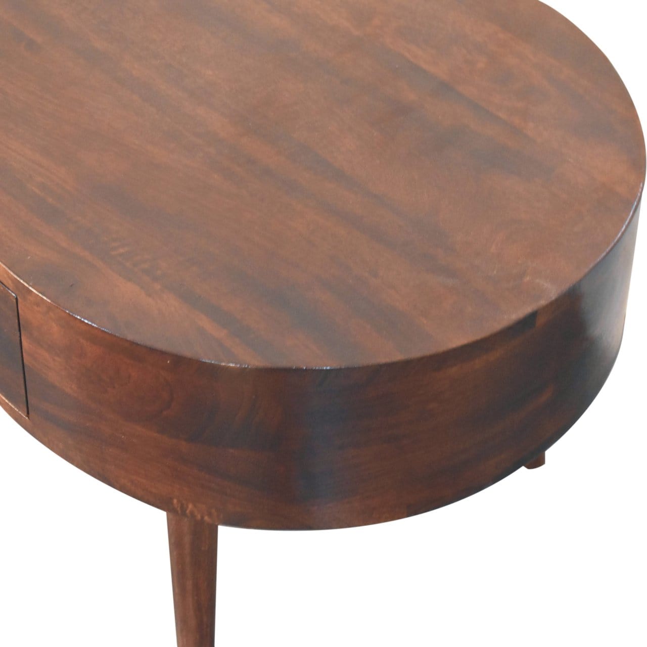 HeartwoodCo California Walnut Rounded Coffee Table – Mid Century Living Room Accent Table