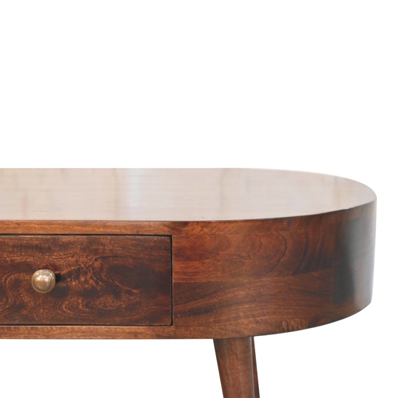 HeartwoodCo California Walnut Rounded Coffee Table – Mid Century Living Room Accent Table