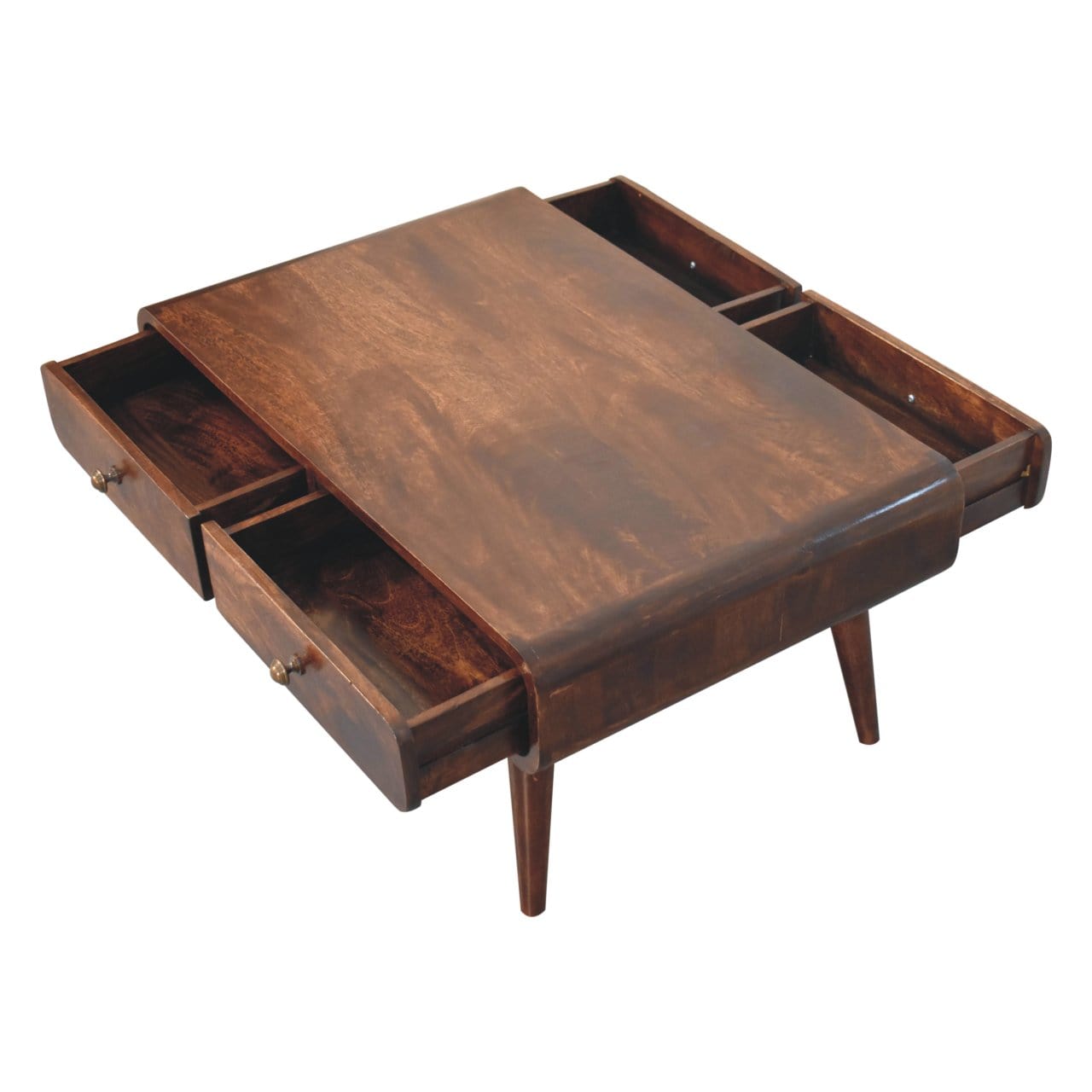 HeartwoodCo California Walnut Sonata Coffee Table – Mid Century Living Room Accent Table