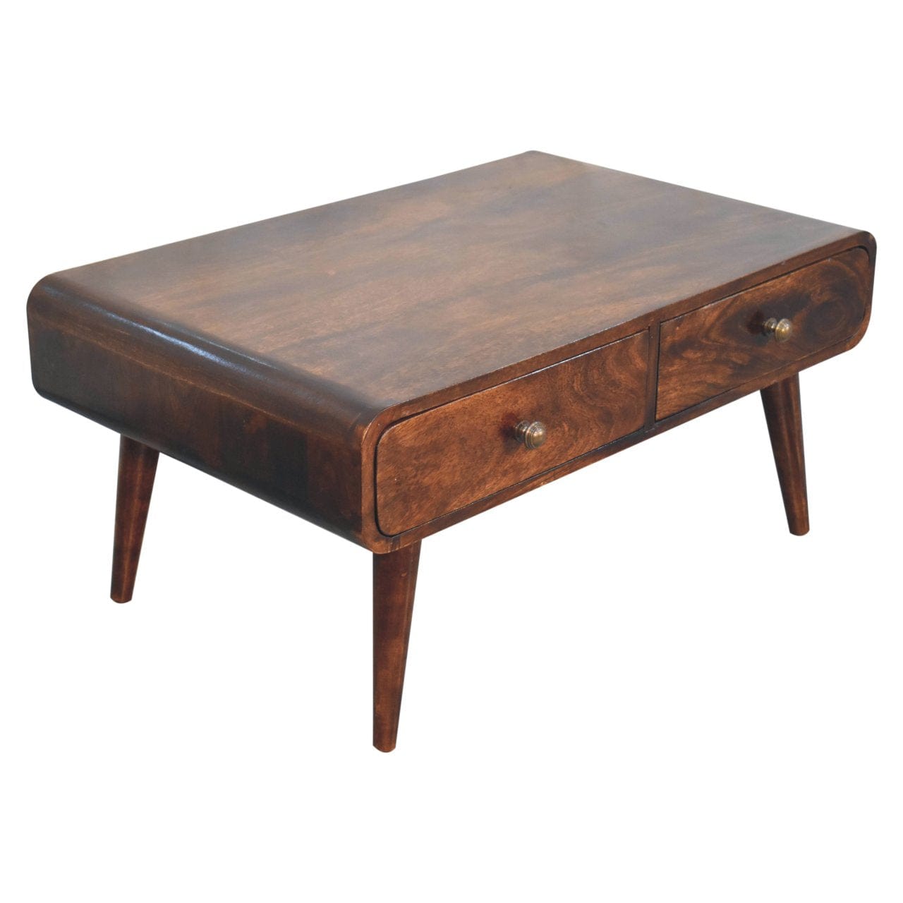 HeartwoodCo California Walnut Sonata Coffee Table – Mid Century Living Room Accent Table