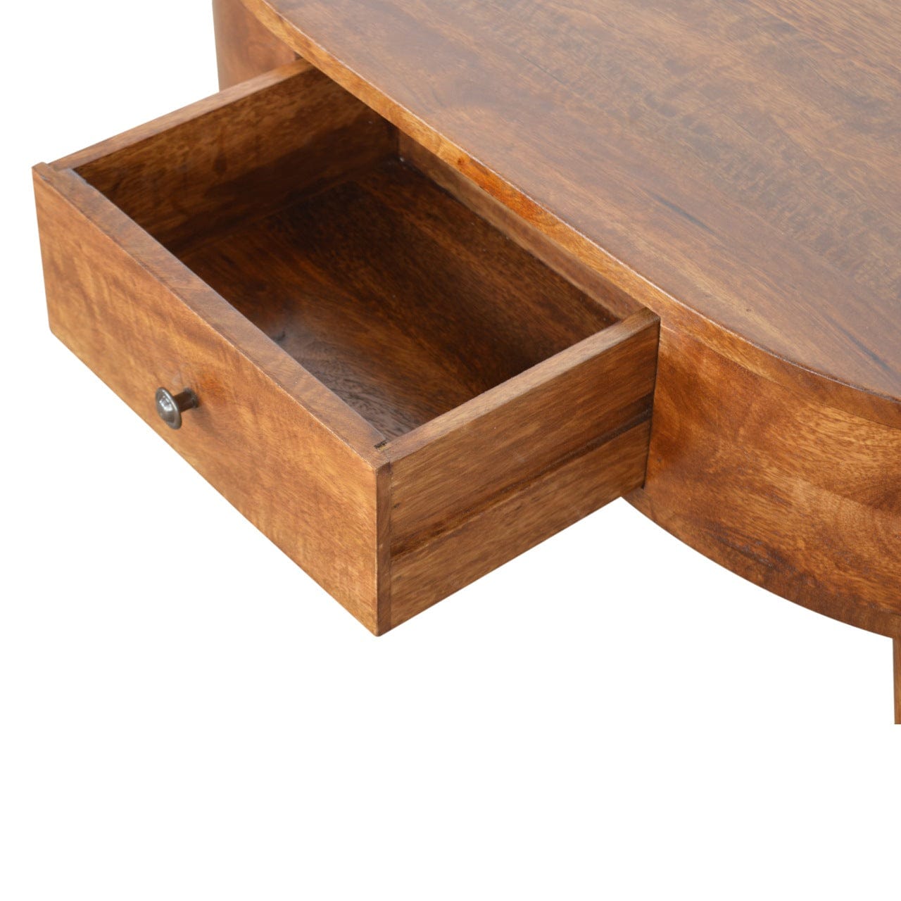 HeartwoodCo Chestnut Rounded Coffee Table – Mid Century Living Room Accent Table