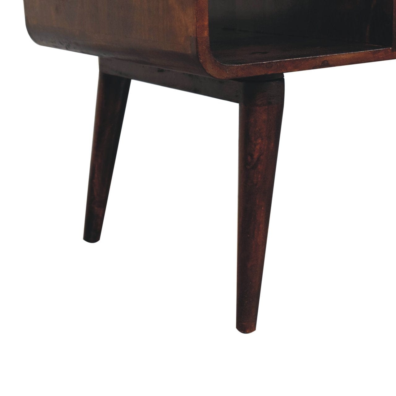 HeartwoodCo Curved California Walnut Coffee Table – Mid Century Living Room Accent Table