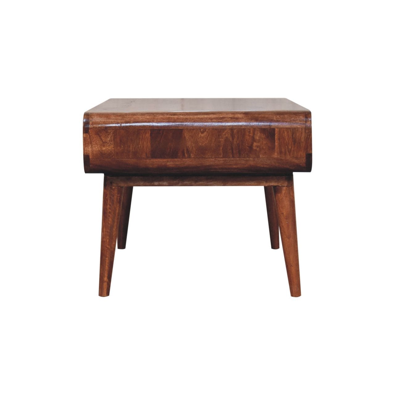HeartwoodCo Curved Honey Caramel Coffee Table – Mid Century Living Room Accent Table