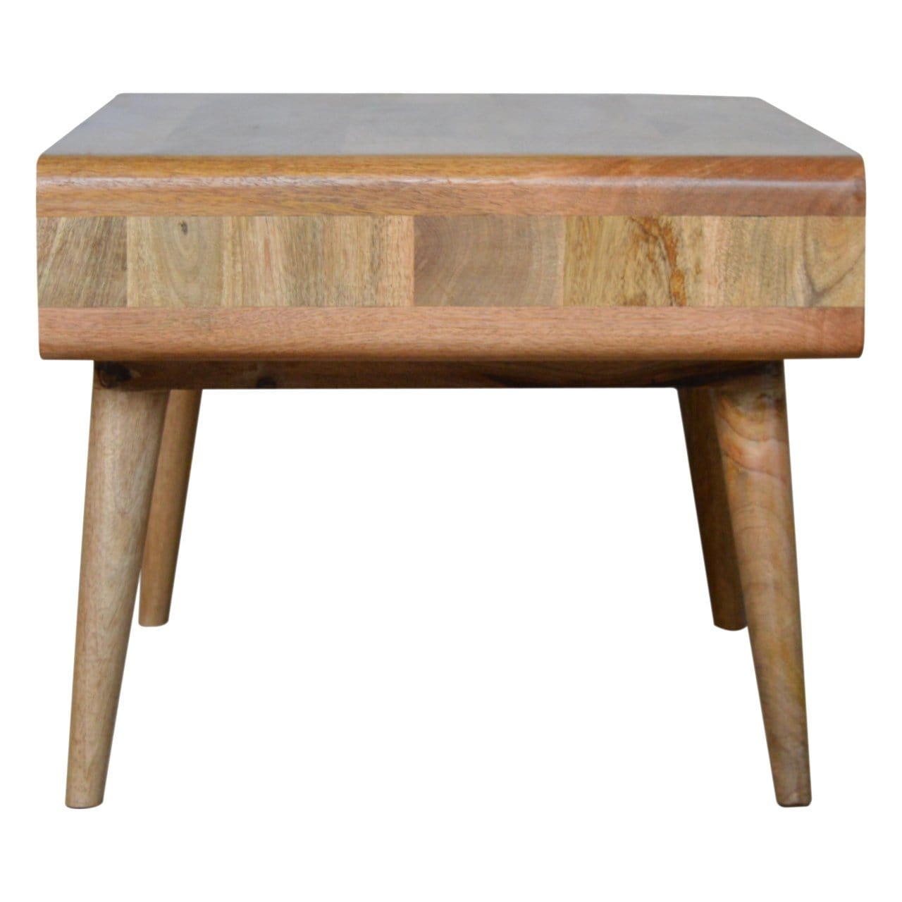 HeartwoodCo Curved Oak Ish Coffee Table – Mid Century Living Room Accent Table