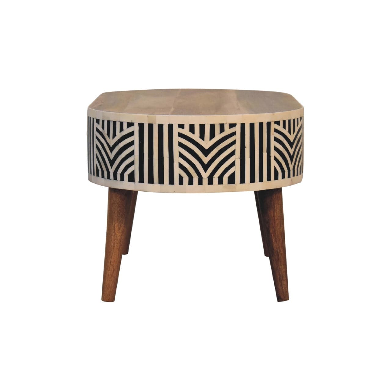 HeartwoodCo Edessa Bone Inlay Coffee Table – Mid Century Living Room Accent Table