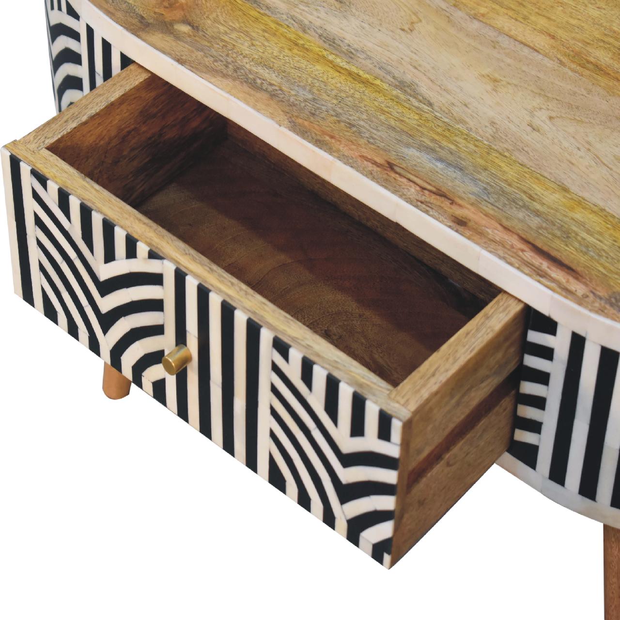HeartwoodCo Edessa Bone Inlay Coffee Table – Mid Century Living Room Accent Table