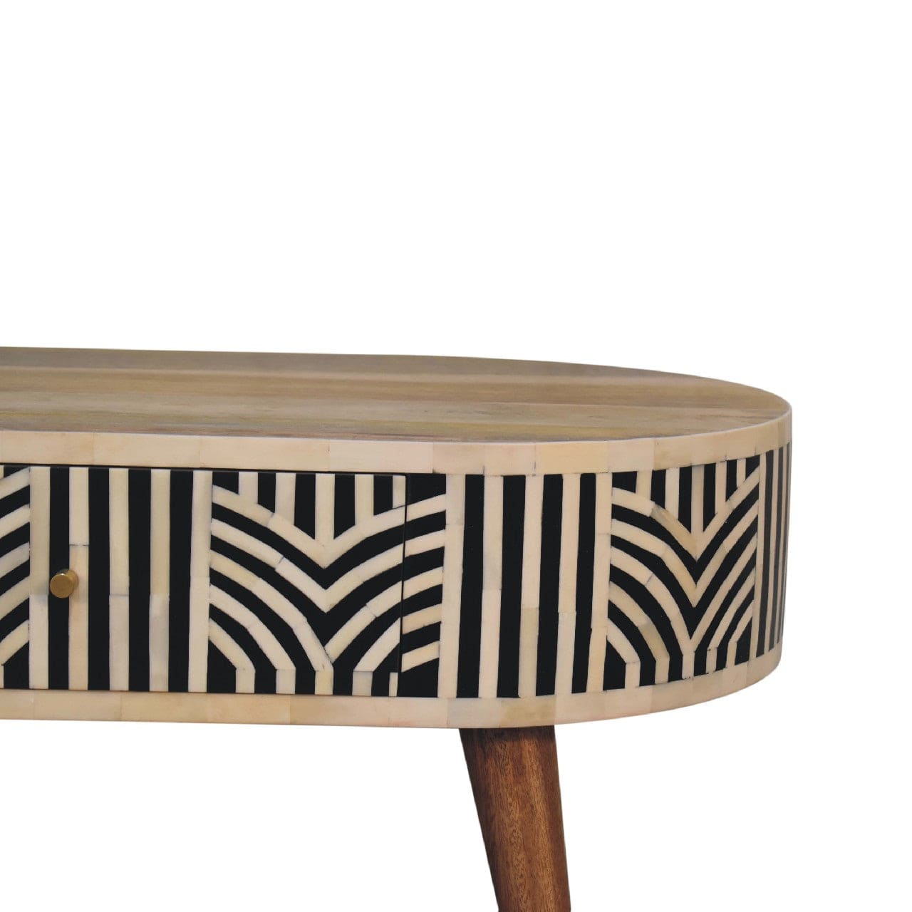 HeartwoodCo Edessa Bone Inlay Coffee Table – Mid Century Living Room Accent Table