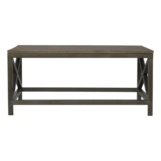 HeartwoodCo Industrial Cross Metal Coffee Table – Mid Century Living Room Accent Table