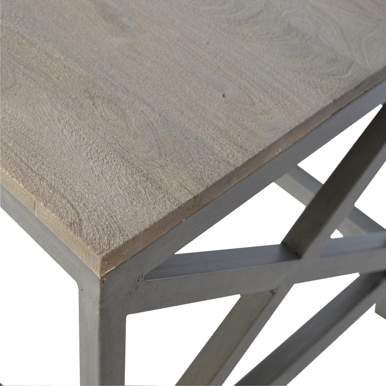 HeartwoodCo Industrial Cross Metal Coffee Table – Mid Century Living Room Accent Table