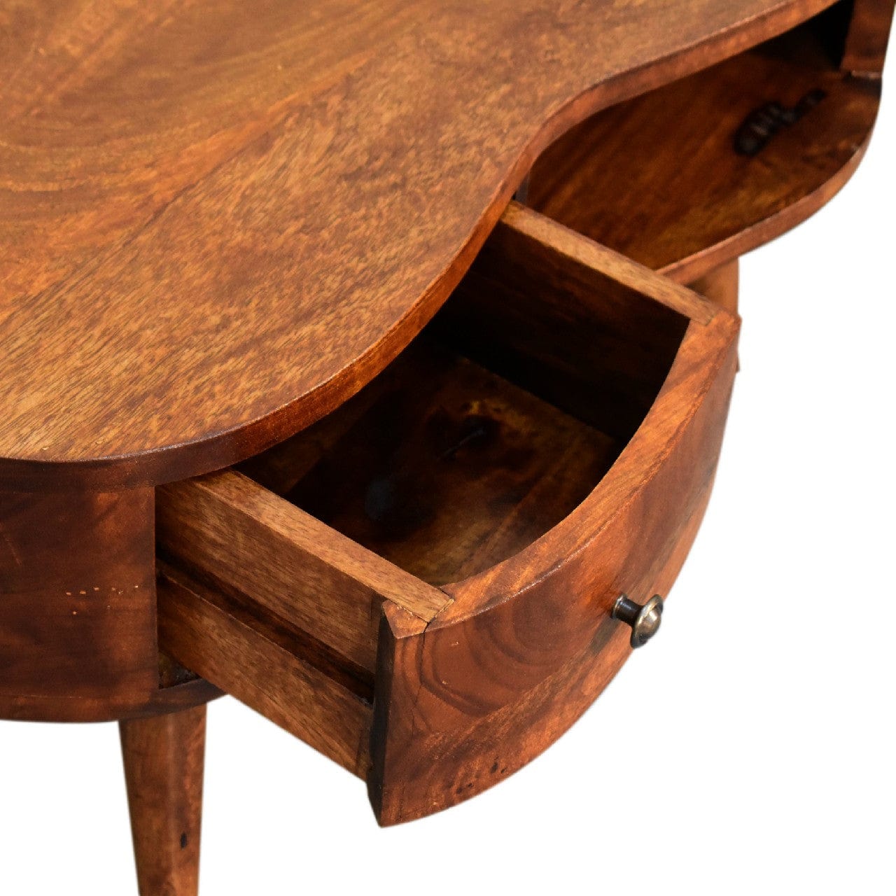 HeartwoodCo Mini Chesnut Wave Coffee Table – Mid Century Living Room Accent Table