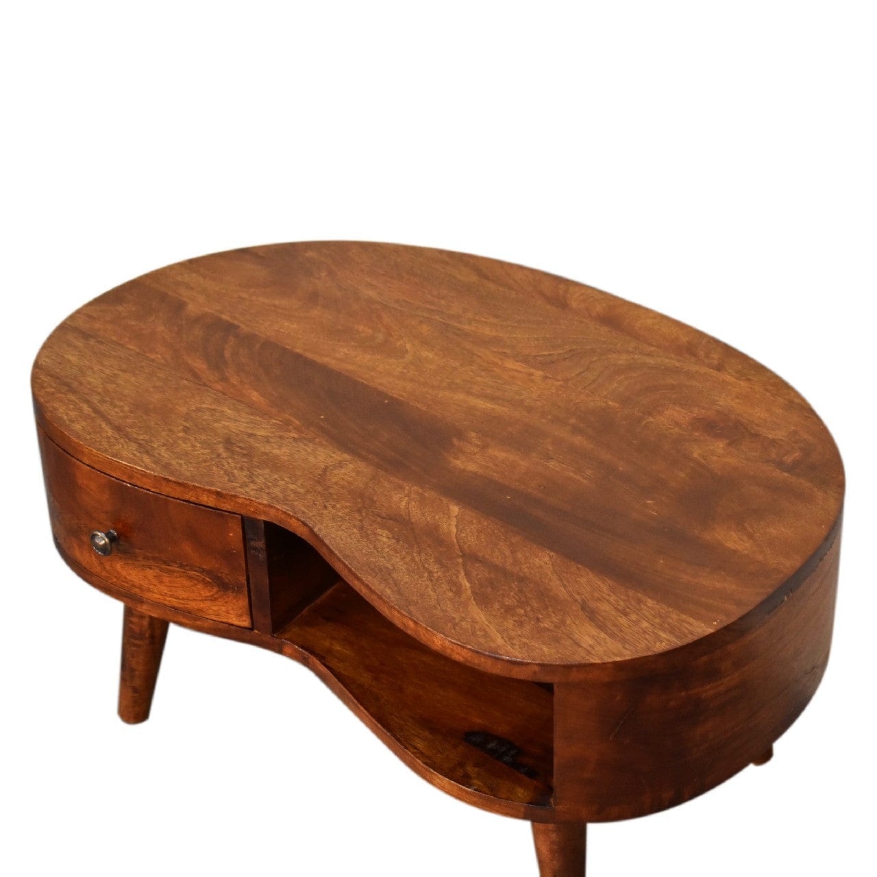 HeartwoodCo Mini Chesnut Wave Coffee Table – Mid Century Living Room Accent Table