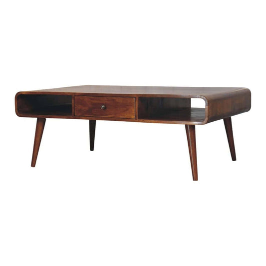 HeartwoodCo Avora 2 nut Coffee Table – Mid Century Living Room Accent Table