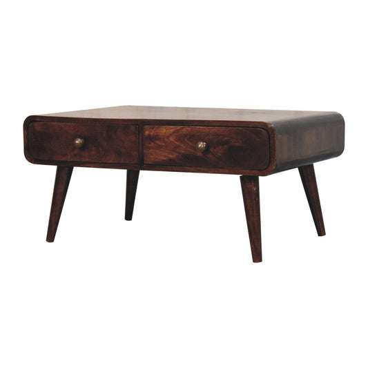 HeartwoodCo California Walnut Sonata Coffee Table – Mid Century Living Room Accent Table