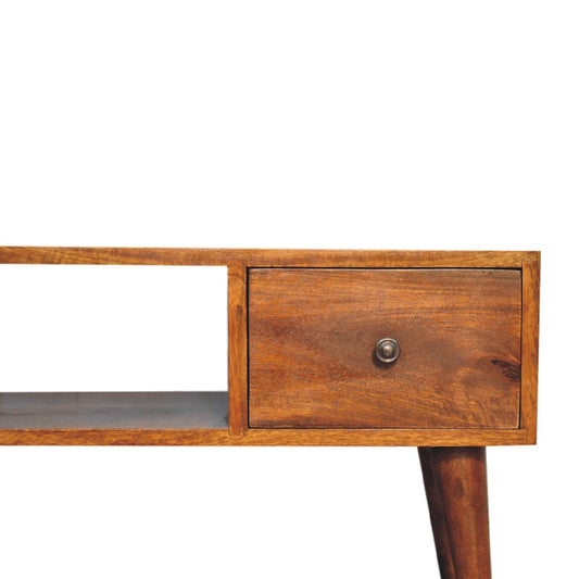 HeartwoodCo Classic Chestnut Coffee Table – Mid Century Living Room Accent Table