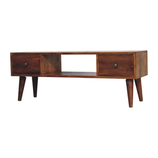 HeartwoodCo Classic Chestnut Coffee Table – Mid Century Living Room Accent Table