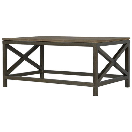 HeartwoodCo Industrial Cross Metal Coffee Table – Mid Century Living Room Accent Table