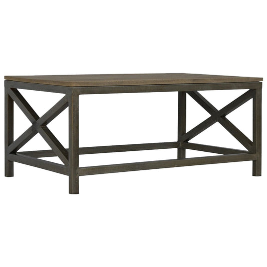 HeartwoodCo Industrial Cross Metal Coffee Table – Mid Century Living Room Accent Table