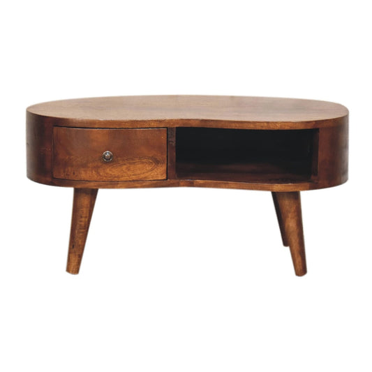 HeartwoodCo Mini Chesnut Wave Coffee Table – Mid Century Living Room Accent Table