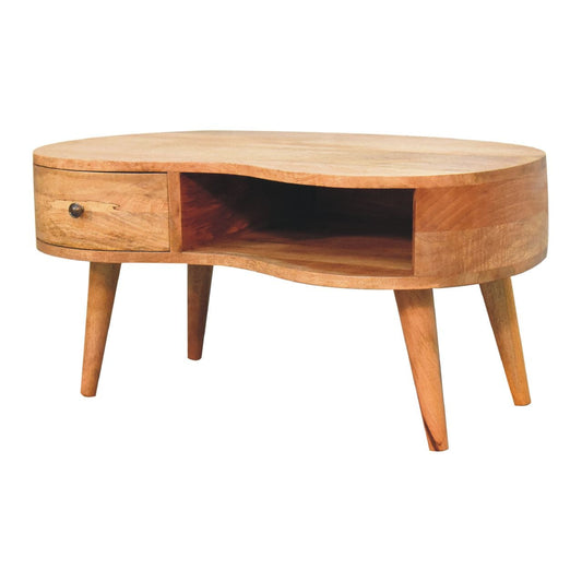 HeartwoodCo Oak Ish Wave Coffee Table – Mid Century Living Room Accent Table