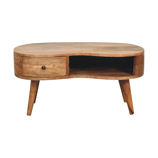 HeartwoodCo Oak Ish Wave Coffee Table – Mid Century Living Room Accent Table