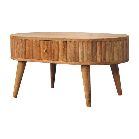 HeartwoodCo Stripe Coffee Table – Mid Century Living Room Accent Table